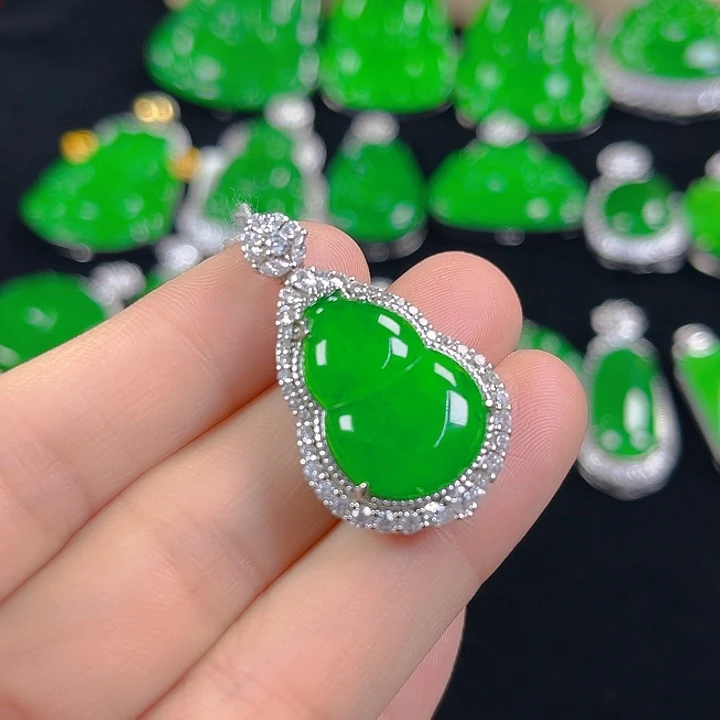 翡翠银S925镶嵌吊坠(不含链)