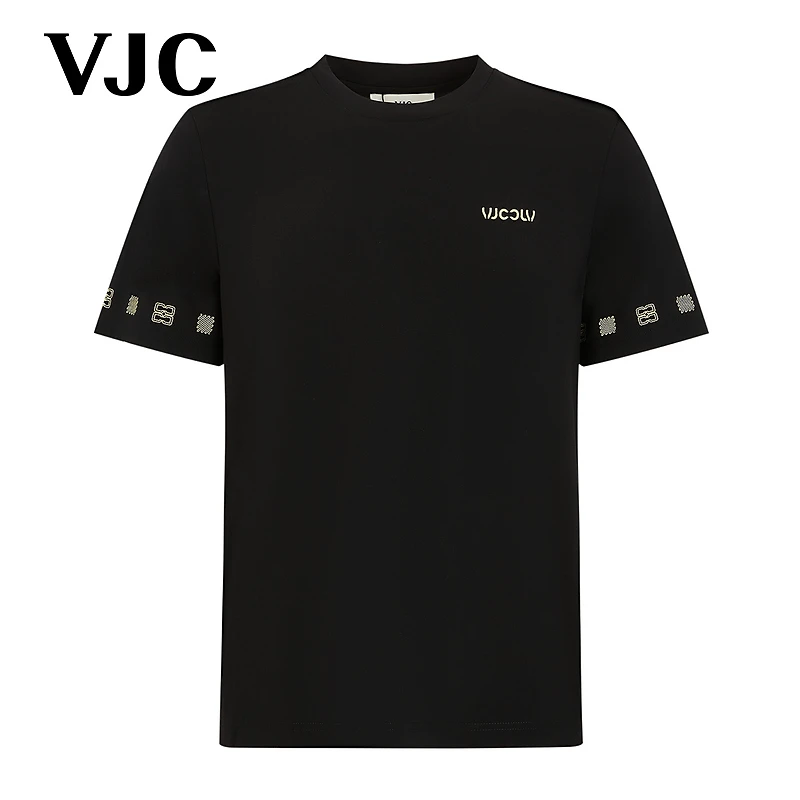 VJC/威杰思【专柜同款】2025秋季新款男装时尚刺绣T恤百搭B25CA1001