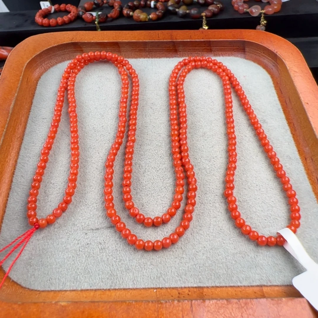 南红玛瑙未镶嵌（满肉小米珠长链2mm+