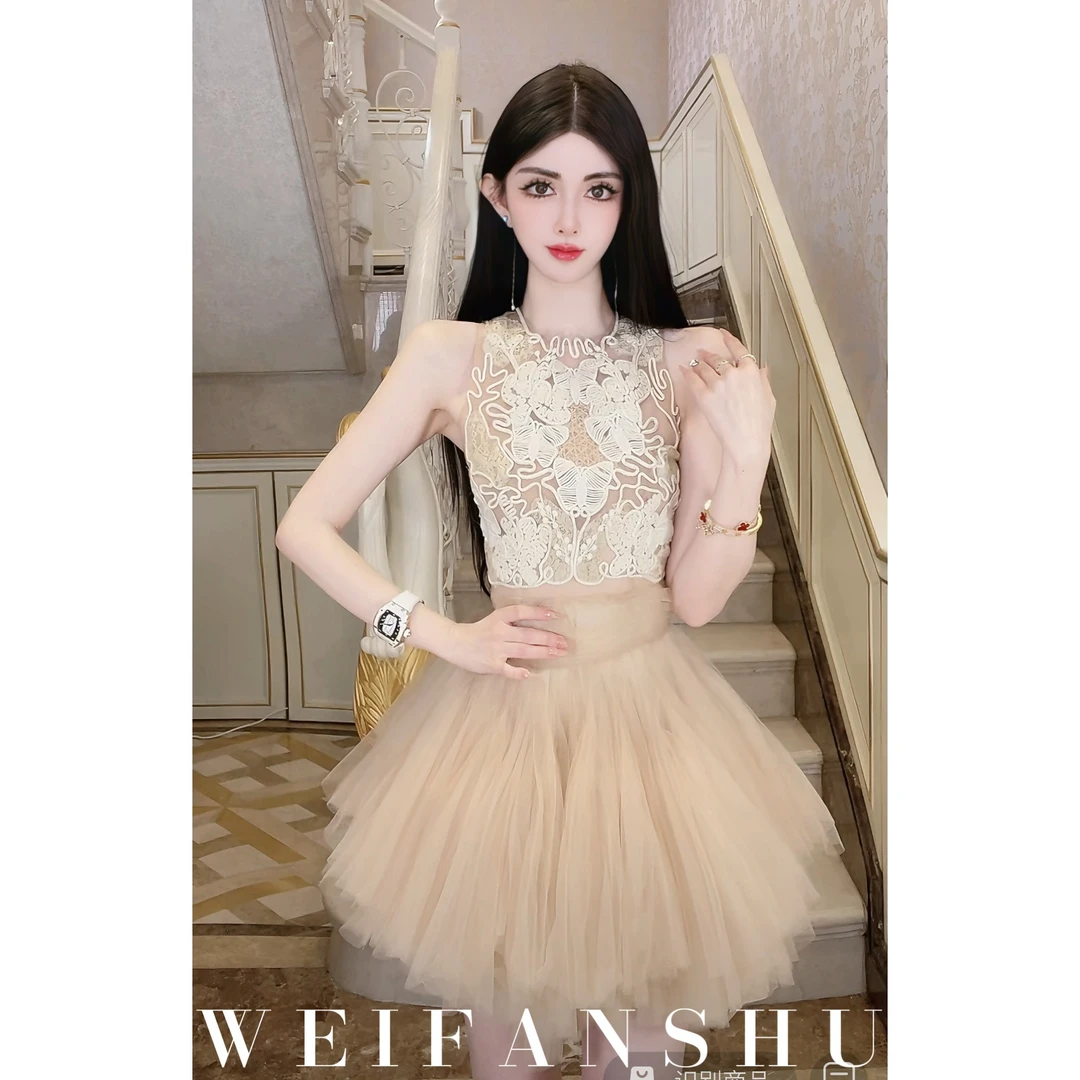 WEIFANSHU/魏凡舒【甜美亮相】春夏新款名媛蕾丝系列长裙&短连衣裙