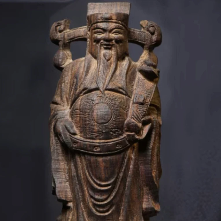 财神爷关二爷手工实木摆件武财神雕塑雕刻茶室工艺品老料木雕摆件