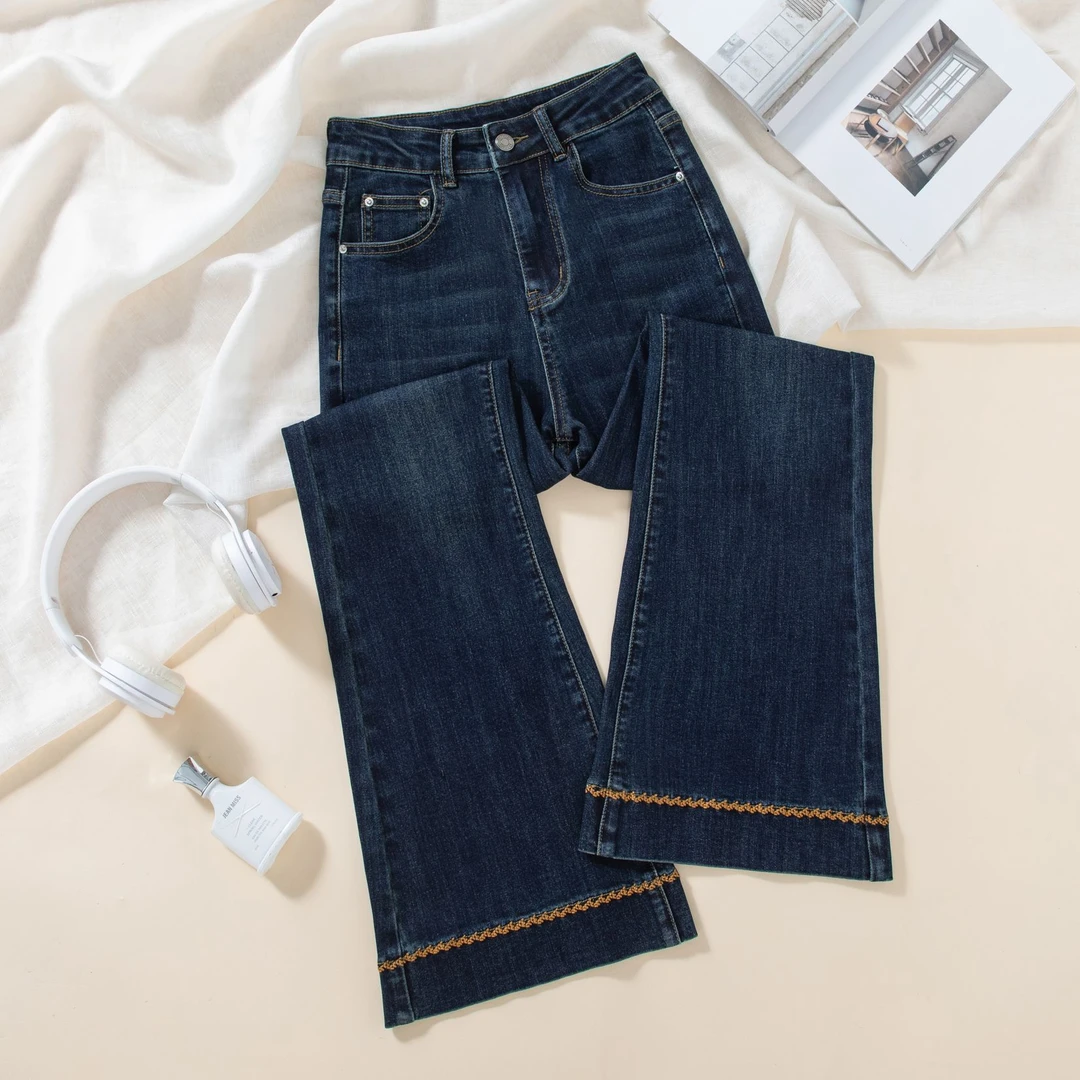 微宽松九分小个子喇叭裤女秋冬新款高腰显瘦百搭八分微喇牛仔裤女