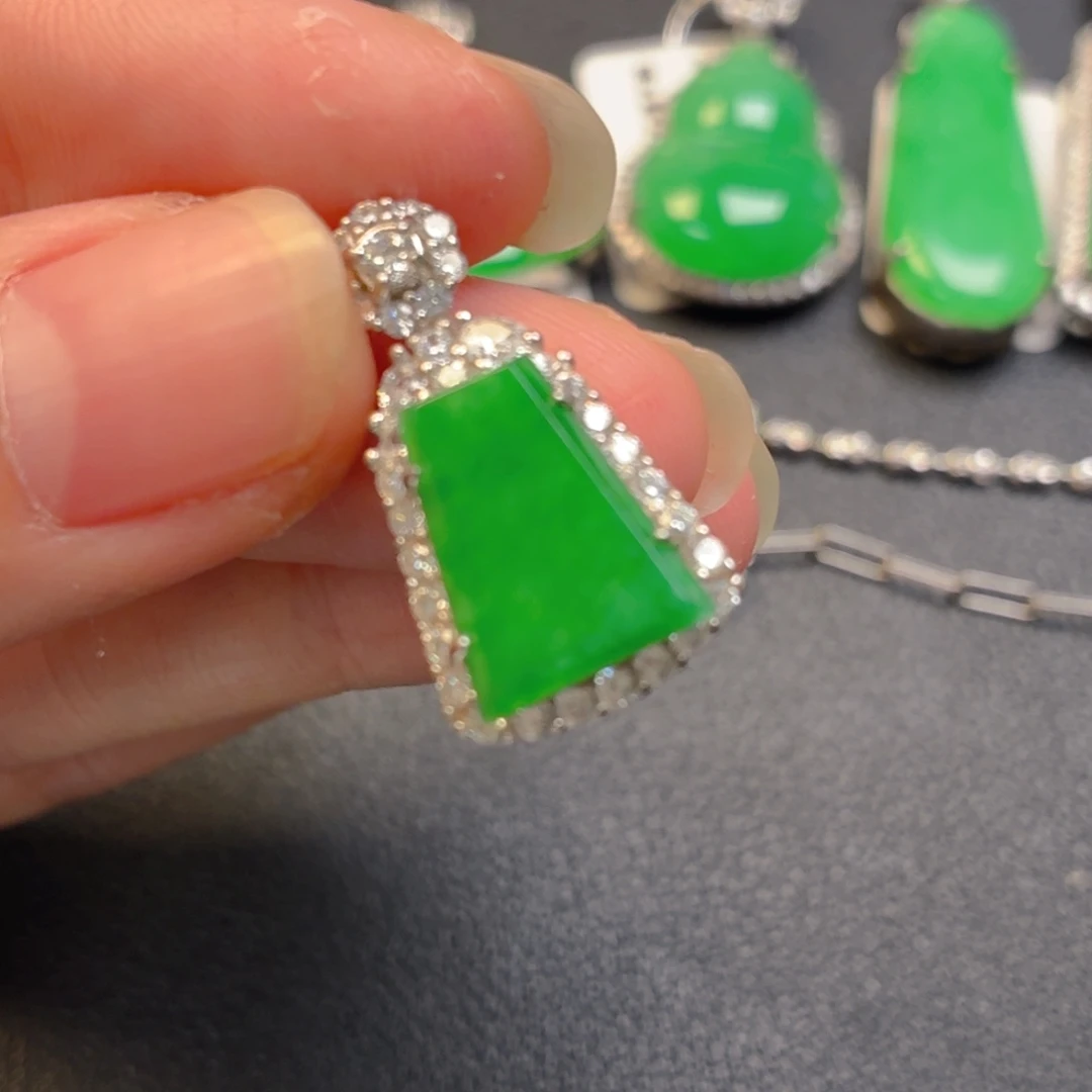 翡翠银S925镶嵌吊坠(不含链)