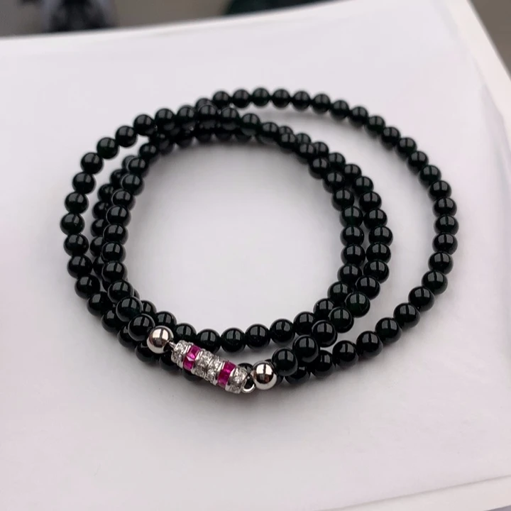 颈饰未镶嵌翡翠天然缅甸墨翠项链