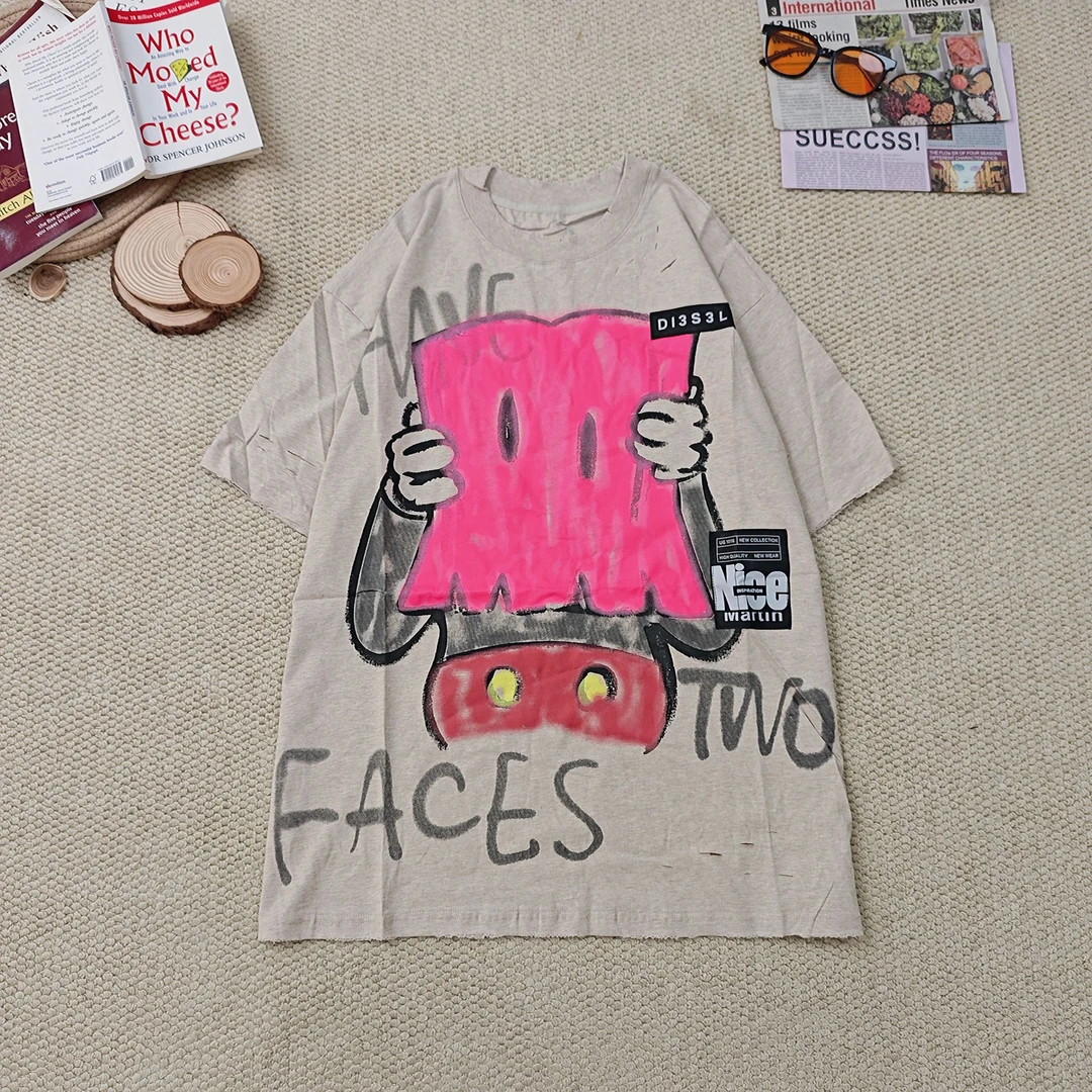 2025夏季新款休闲宽松百搭卡通印花短袖T恤489