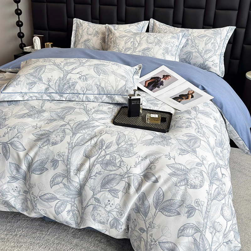 轻奢印花纯棉磨毛四件套100%全棉被套加厚床单双人四套件四季通用
