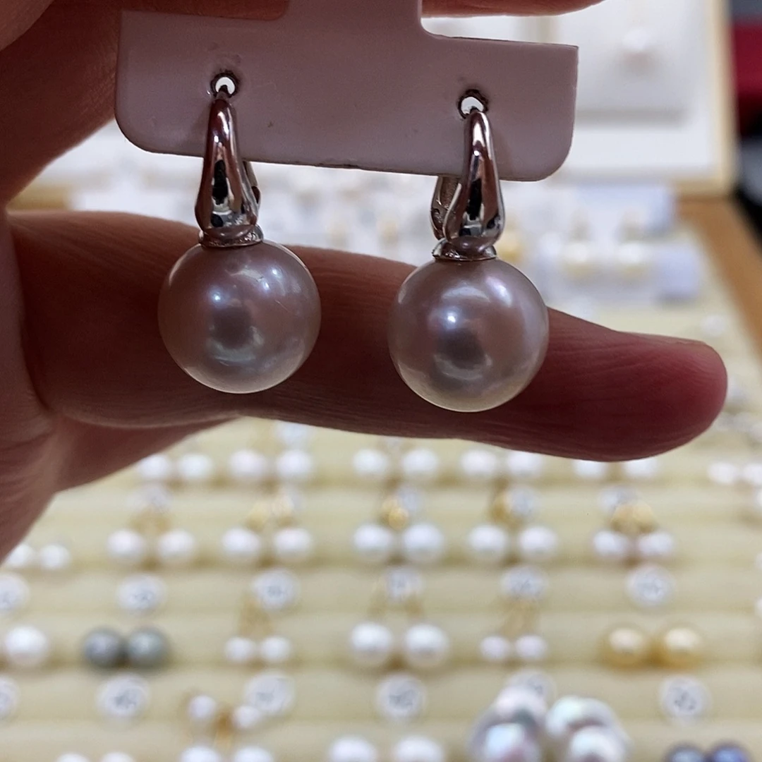 银S925镶嵌耳饰淡水珍珠