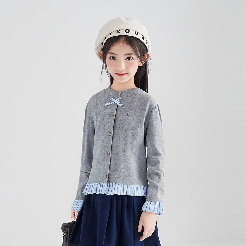 笛莎童装女童外套春秋季儿童洋气学院风开衫韩版-9M2532503