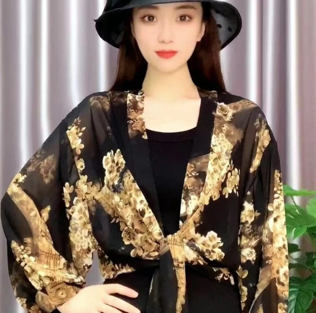 富贵GP3开衫防晒披肩衣外套女夏装新款大码空调薄款上衣