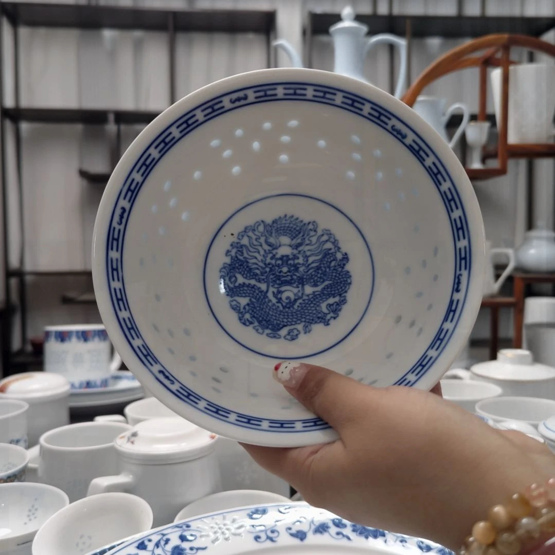 瓷青花龙纹6寸面碗两只装