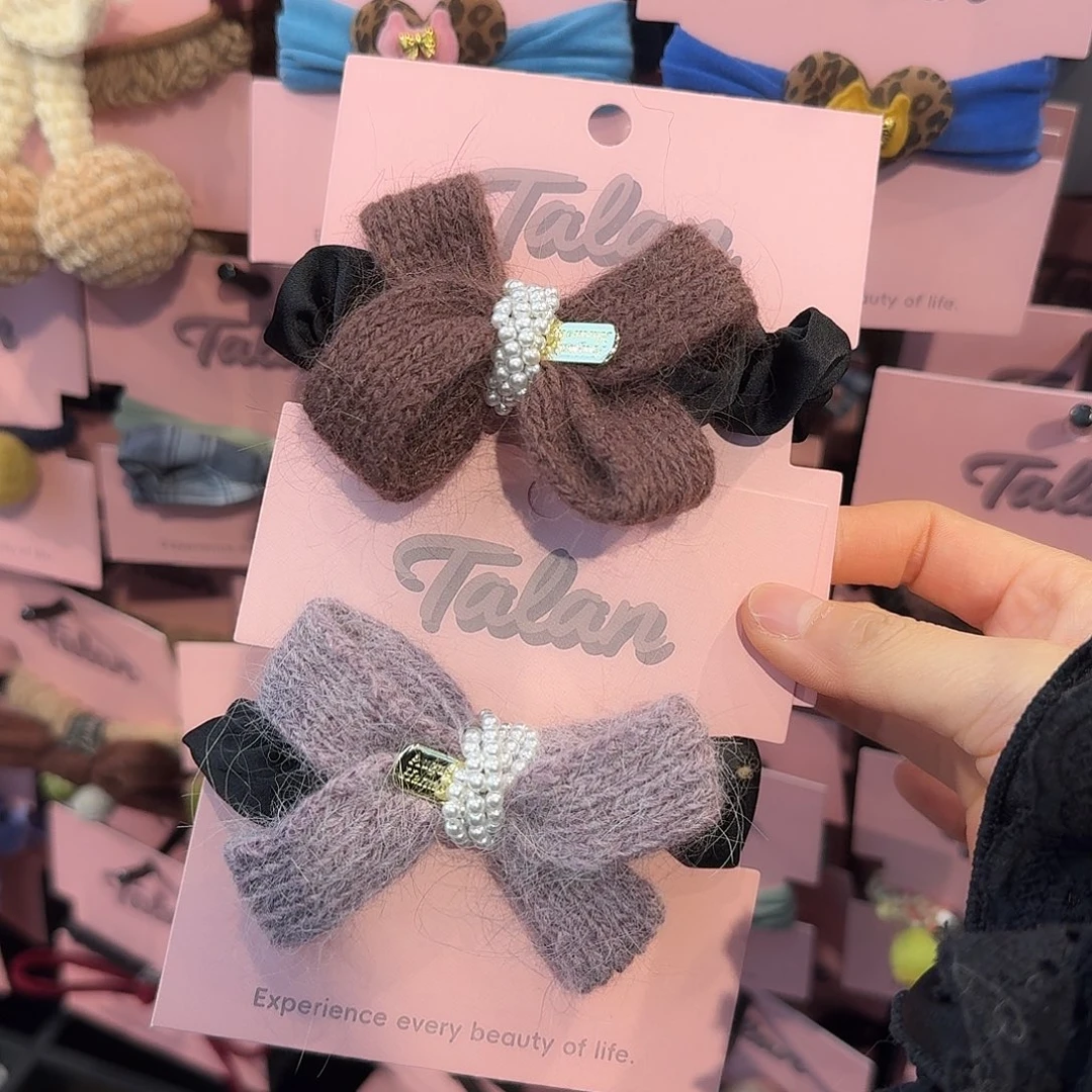 针织蝴蝶结发圈咖➕紫色