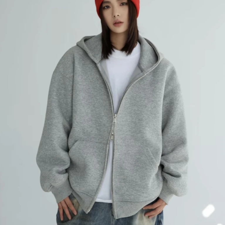 美式420克开衫卫衣春季加厚卫衣常规款秋季时尚圆领潮流保暖