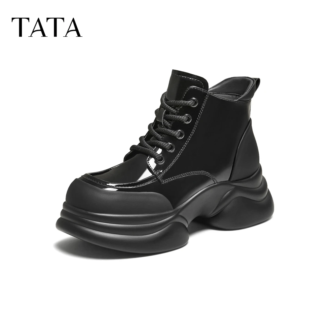 TATA他她2025冬新款百搭时尚简约马丁靴潮流厚底短靴女靴CCJ08DD5