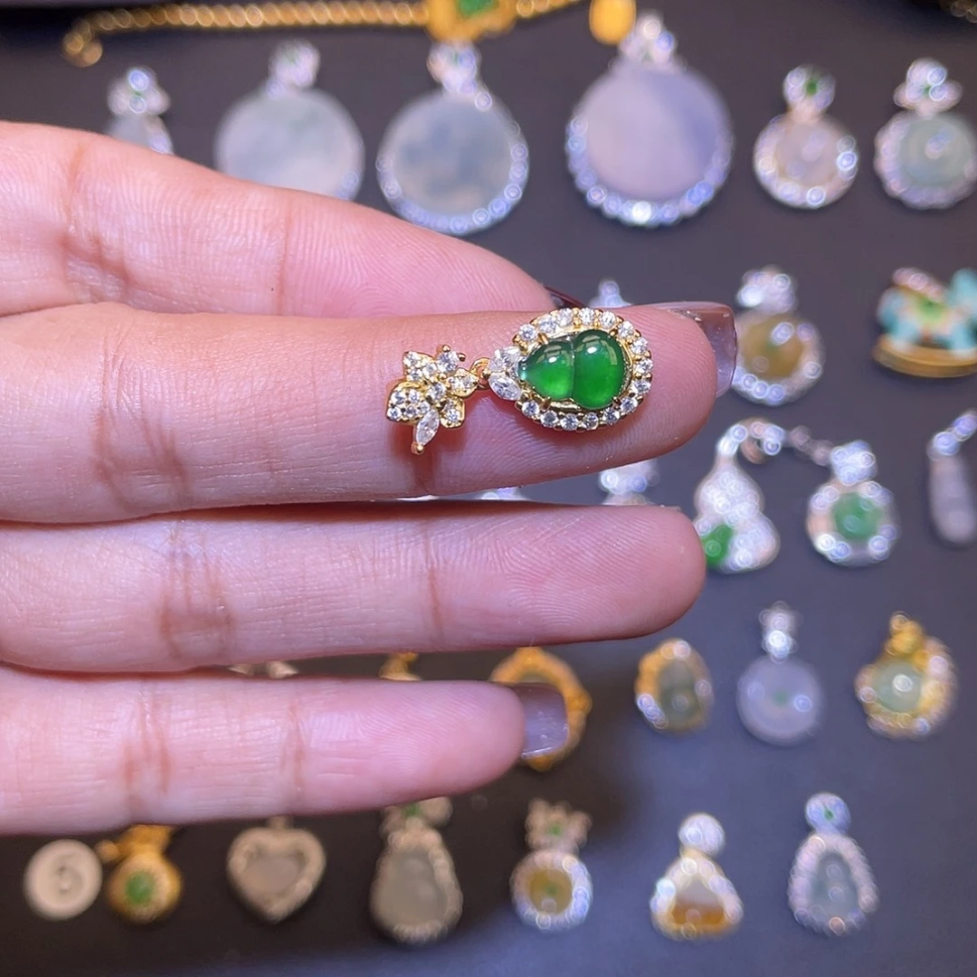 翡翠银S925镶嵌吊坠(不含链)