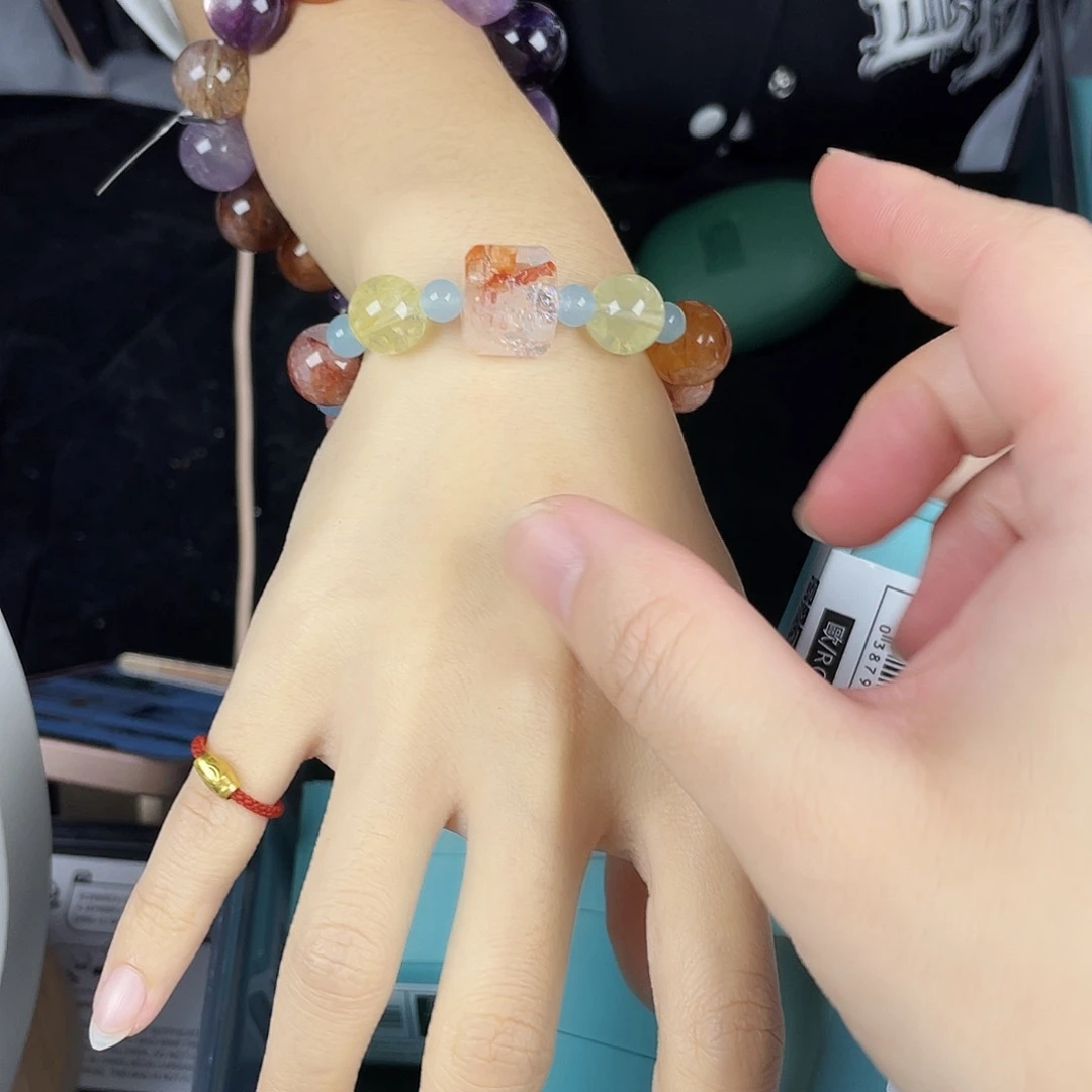 水晶手串银S925镀金镶嵌