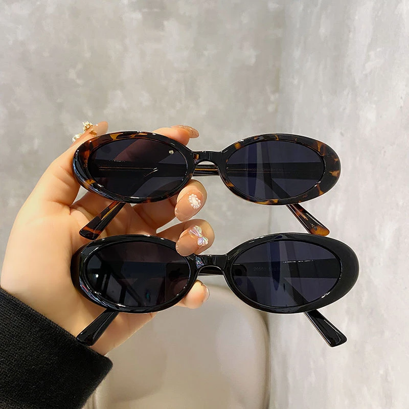 新款欧美网红同款ins时尚复古太阳眼镜女猫眼椭圆墨镜蹦迪男韩版
