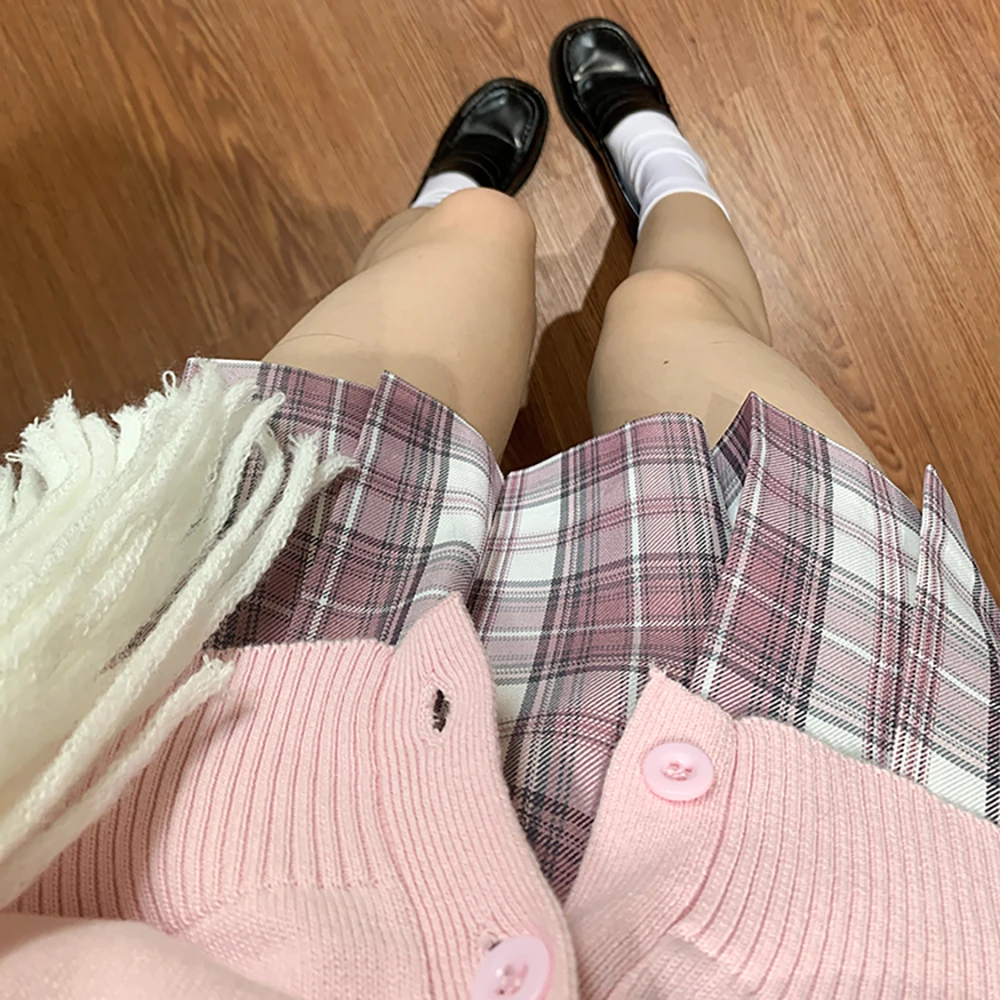 刺小兔原创jk【樱】格裙正版日系制服学院风校供感粉色格子半身裙