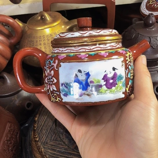 茶壶紫砂原矿泥料手工制作的一把紫砂壶