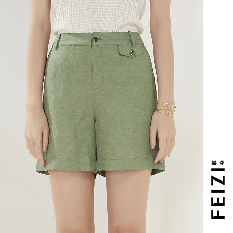 菲姿FEIZI夏季绿色短裤1B231运动休闲裤