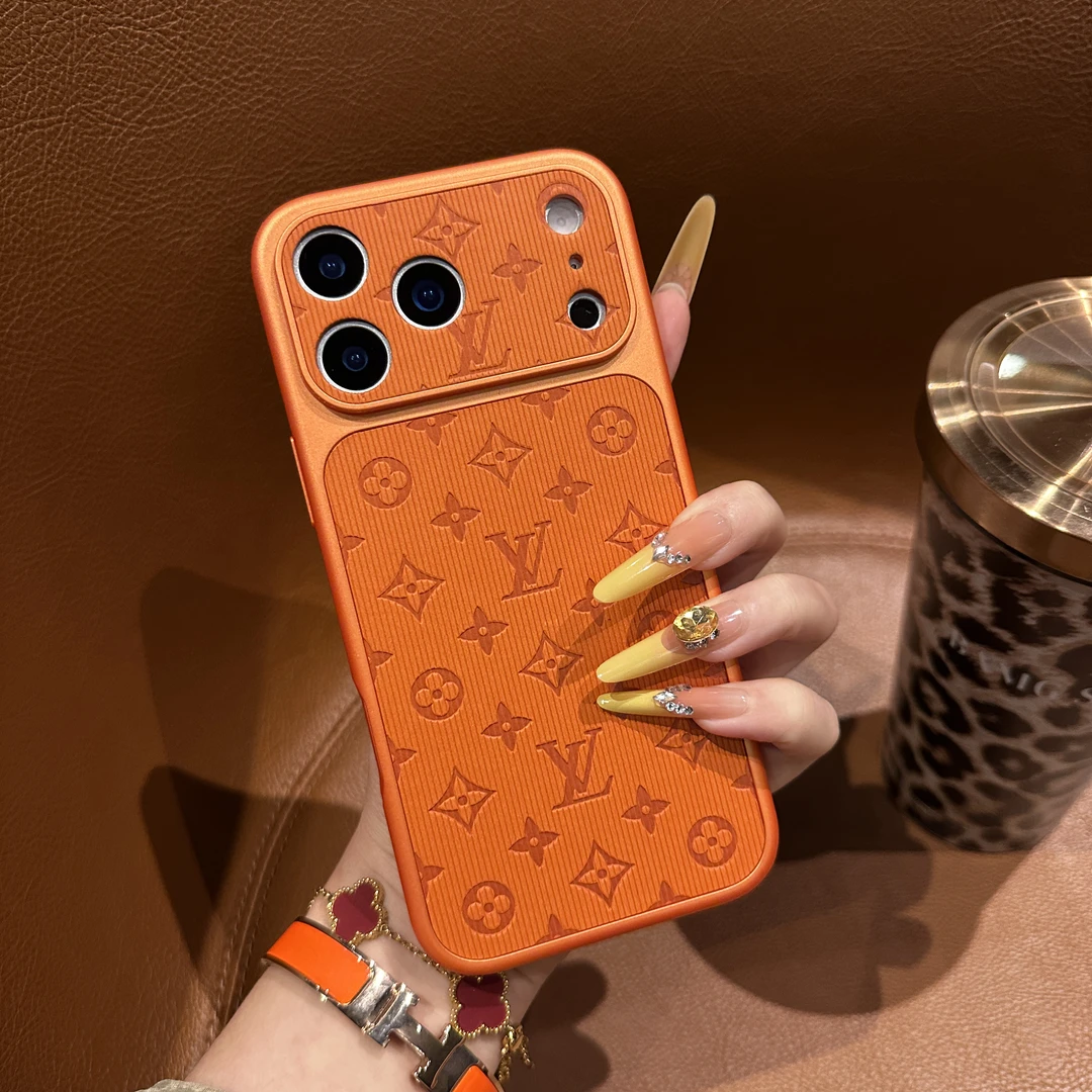 新款星宇橙苹果17promax手机壳压印皮质老花16高档15潮牌14适用13