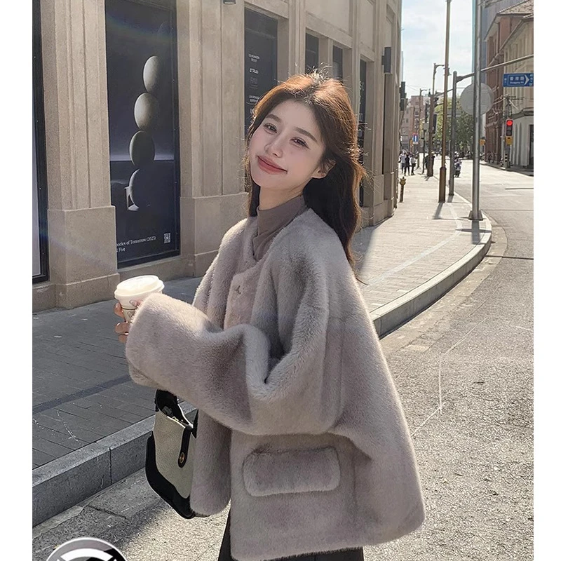 人造皮草 洋气感高级灰女毛外套2025冬季新款气质时髦百搭时尚