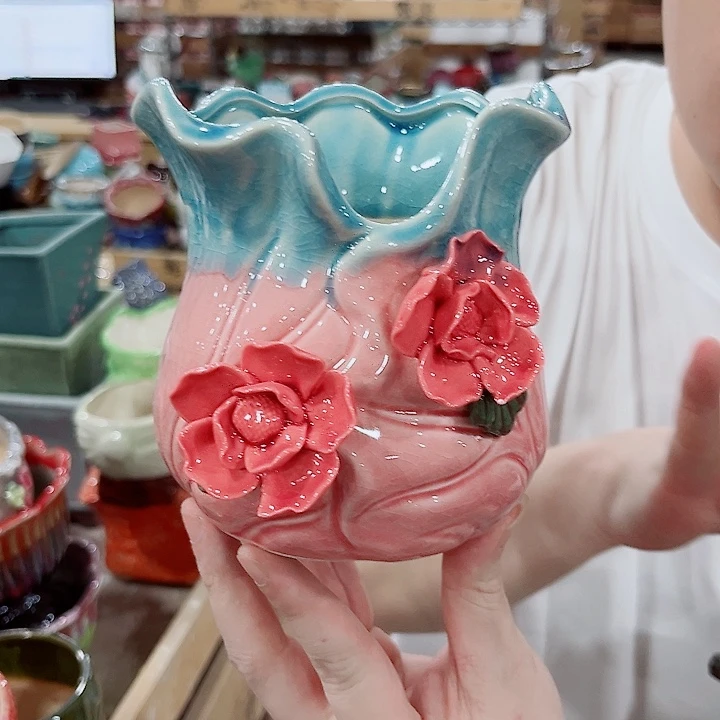 有孔.凑单10元陶瓷花盆发货！