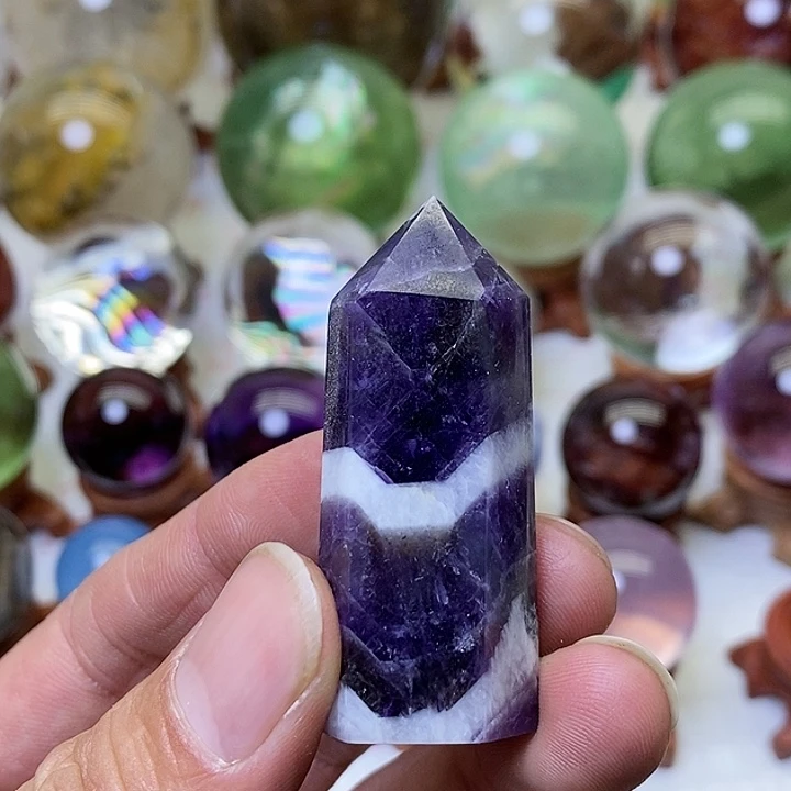 水晶梦幻紫水晶柱子未镶嵌