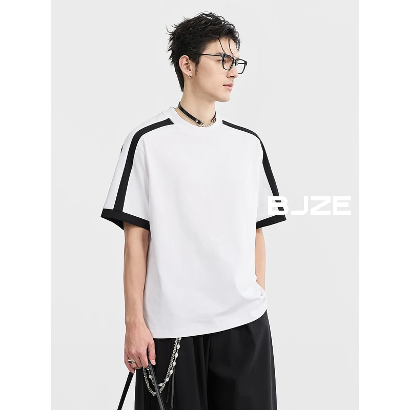 伯爵卓尔25夏季T恤短袖运动针织休闲宽松圆领撞色廓形男士T521219