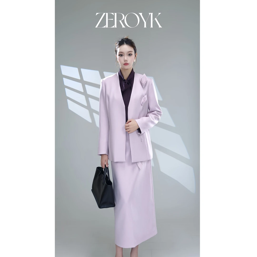 ZEROYK翎蔻 深圳南油新款职业通勤纯色简约大气秋款羊毛三件套