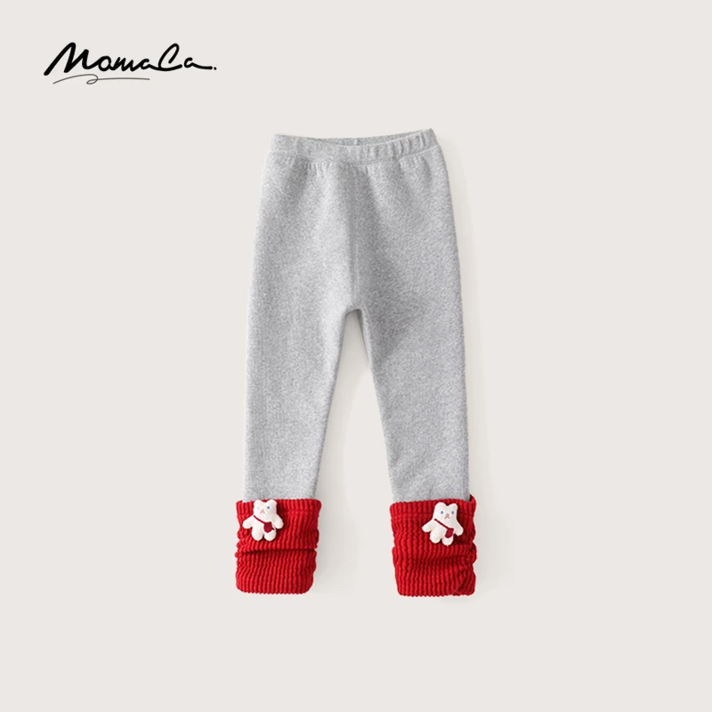 MOMOCO冬季新款女童洋气甜美可爱小熊加绒加厚打底裤75830360051