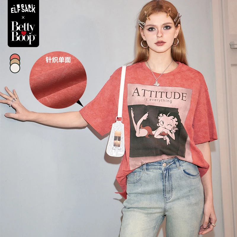 【贝蒂联名】妖精的口袋美式印花短袖t恤新款宽松上衣14105054