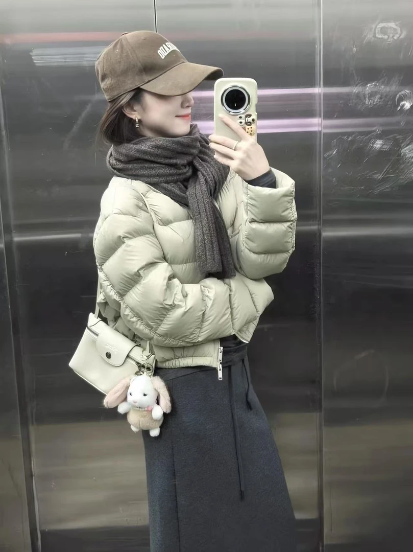 2025秋冬新款小个子无领短款棒球服面包服设计感外套百搭半身裙