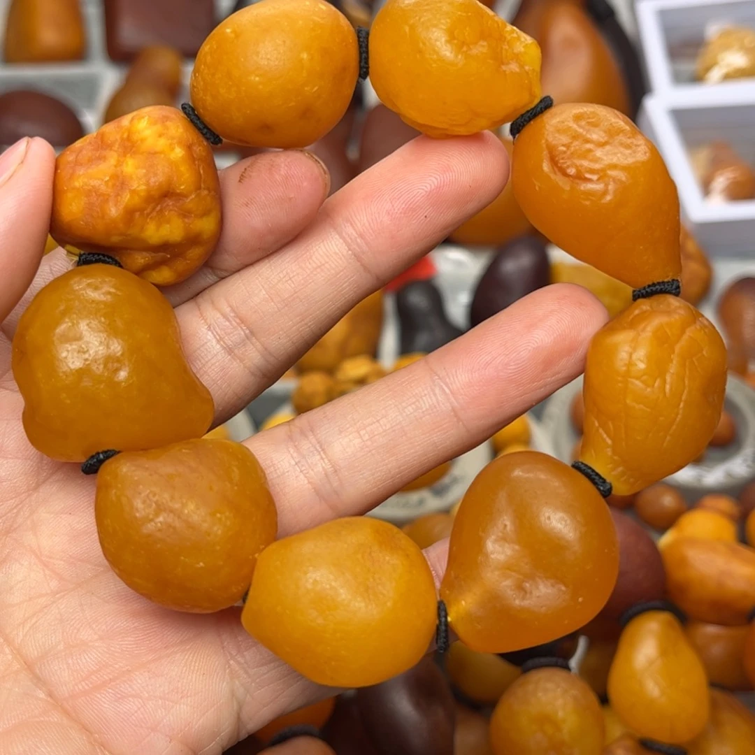 琥珀裸石未镶嵌天然蜜蜡手串