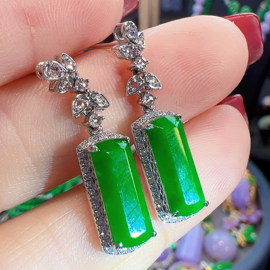 翡翠18K金镶嵌耳饰签收后24小时鉴赏期