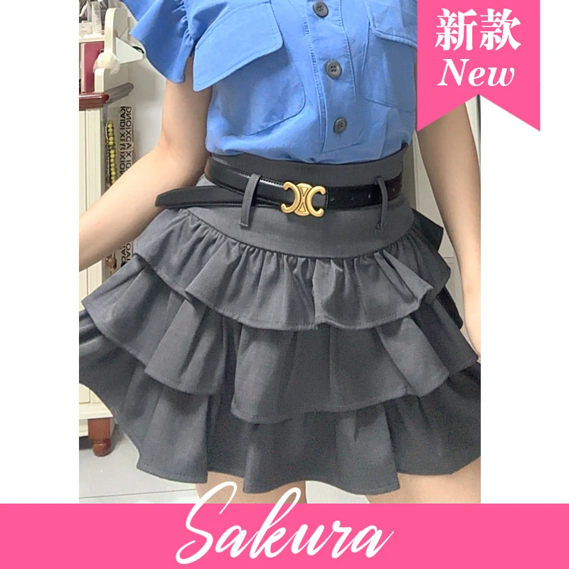 2025新款夏季减龄蓬蓬蛋糕短裙半身裙百褶裙A字韩版百搭时尚高腰