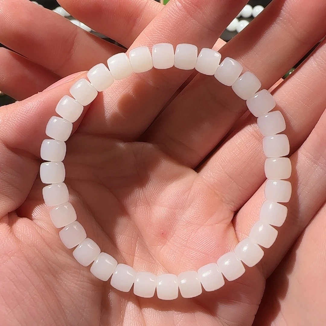 和田玉（白玉）未镶嵌手串卡6.7