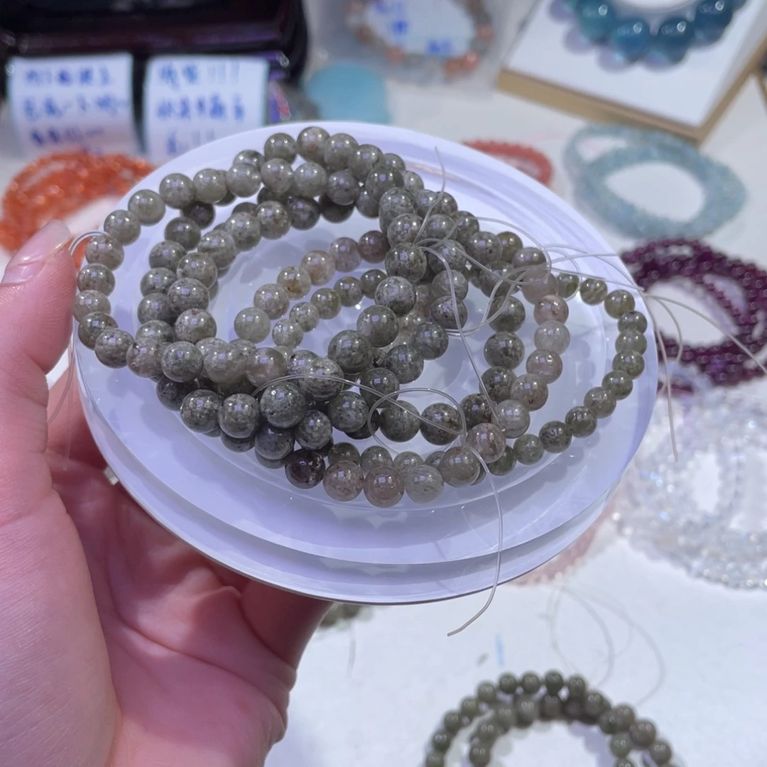 未镶嵌手链水晶4*2抹茶绿幽灵