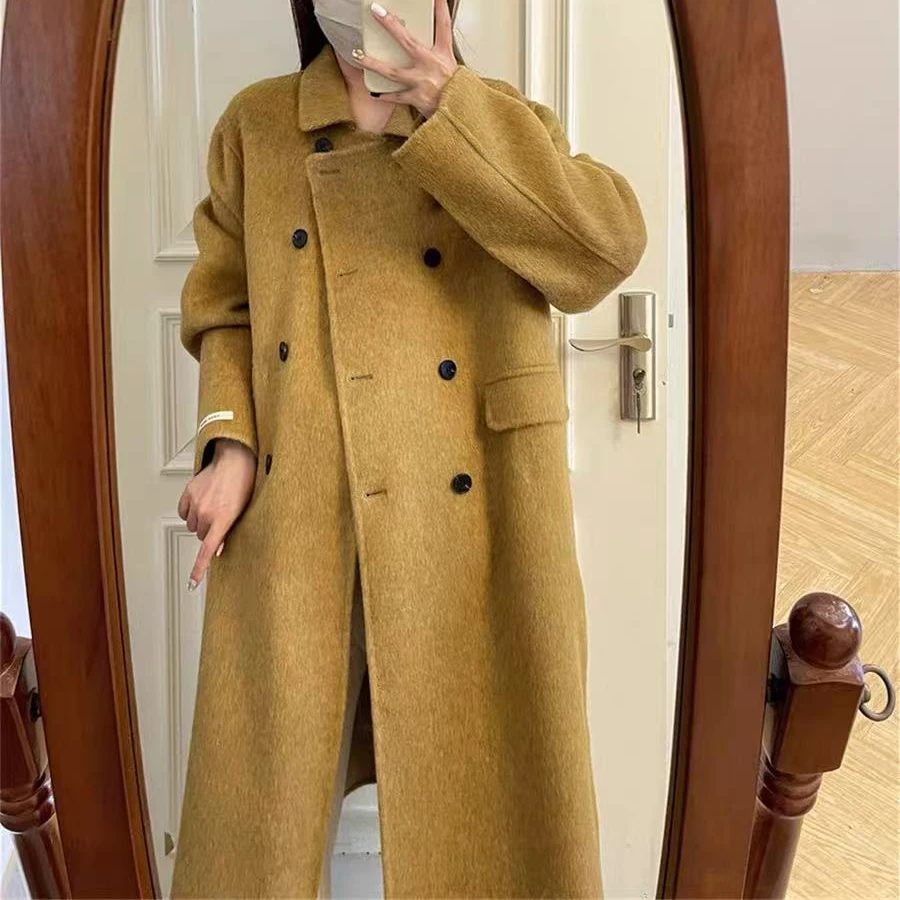 无印心匠k1621 纯色~ 中长款 &毛呢外套女 百搭A01360