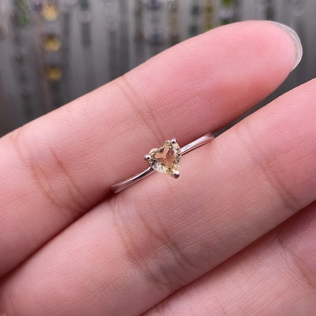 黄晶戒指银S925镶嵌，，