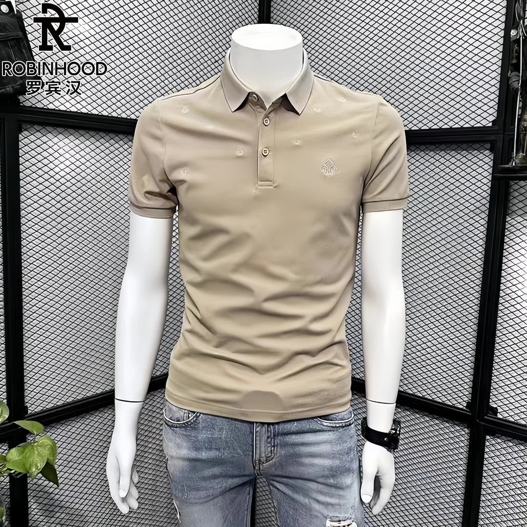 罗宾汉/ROBINHOOD刺绣POLO衫男士短袖T恤夏季休闲半袖翻领上衣服