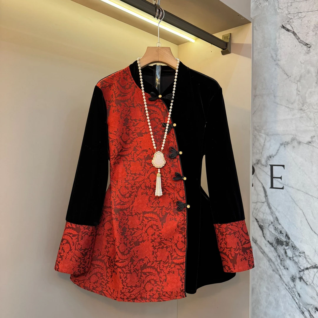 2026设计感收腰显瘦新中式盘扣时尚洋气高级感大码百搭衬衫439