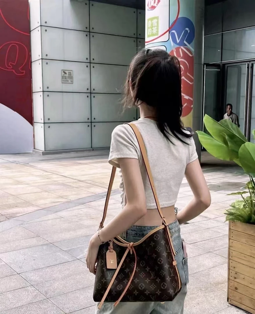 99新 LV carryall小号老花单肩斜挎包,芯片款,25年票