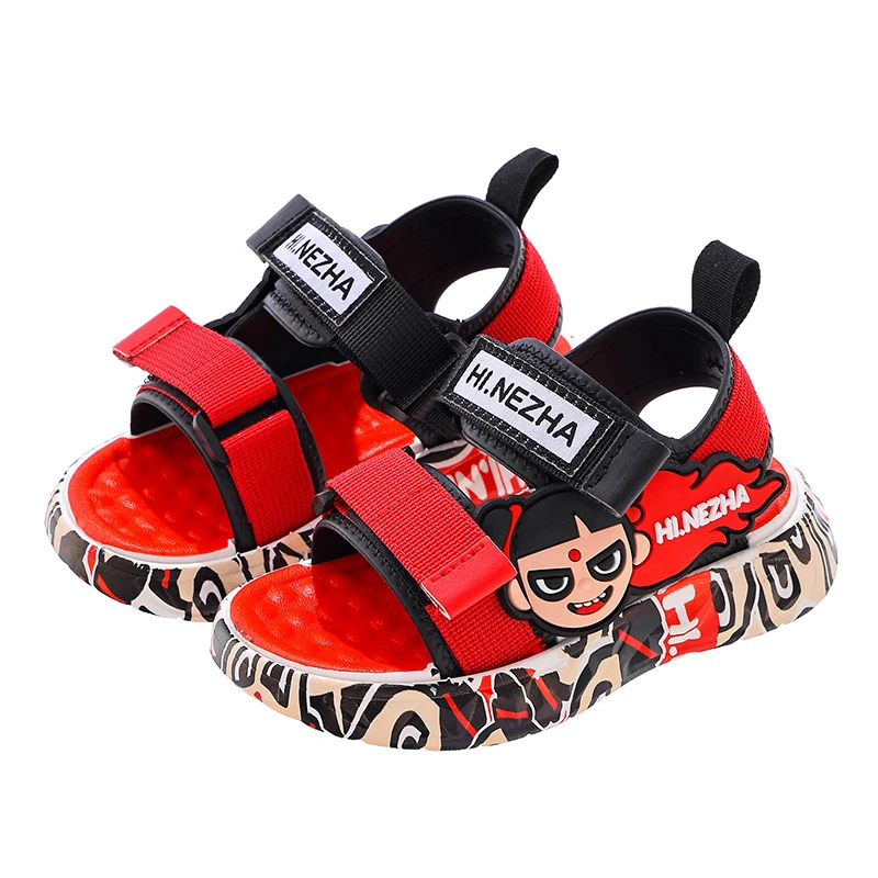 正版哪吒儿童凉鞋夏外穿魔术贴防滑透气男孩学生沙滩女童公主凉鞋