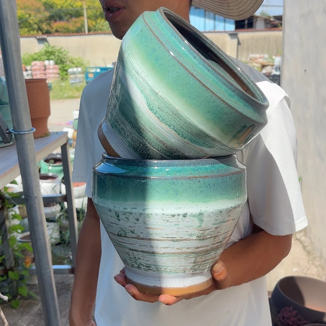 山水画飞碟两个口径19高度19