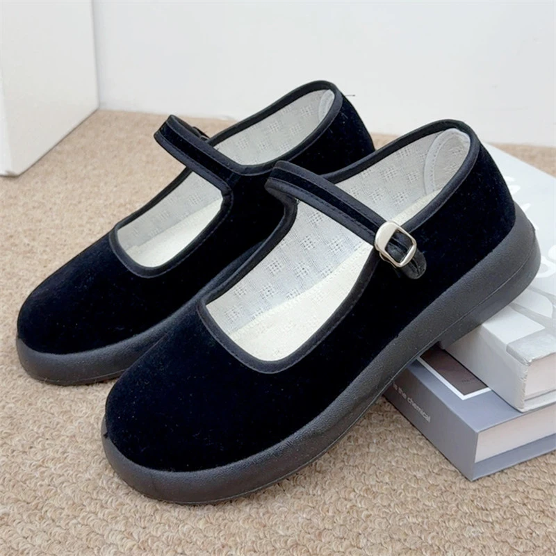 软底老北京布鞋休闲鞋平底妈妈鞋黑色工作鞋厚底女鞋透气上班鞋