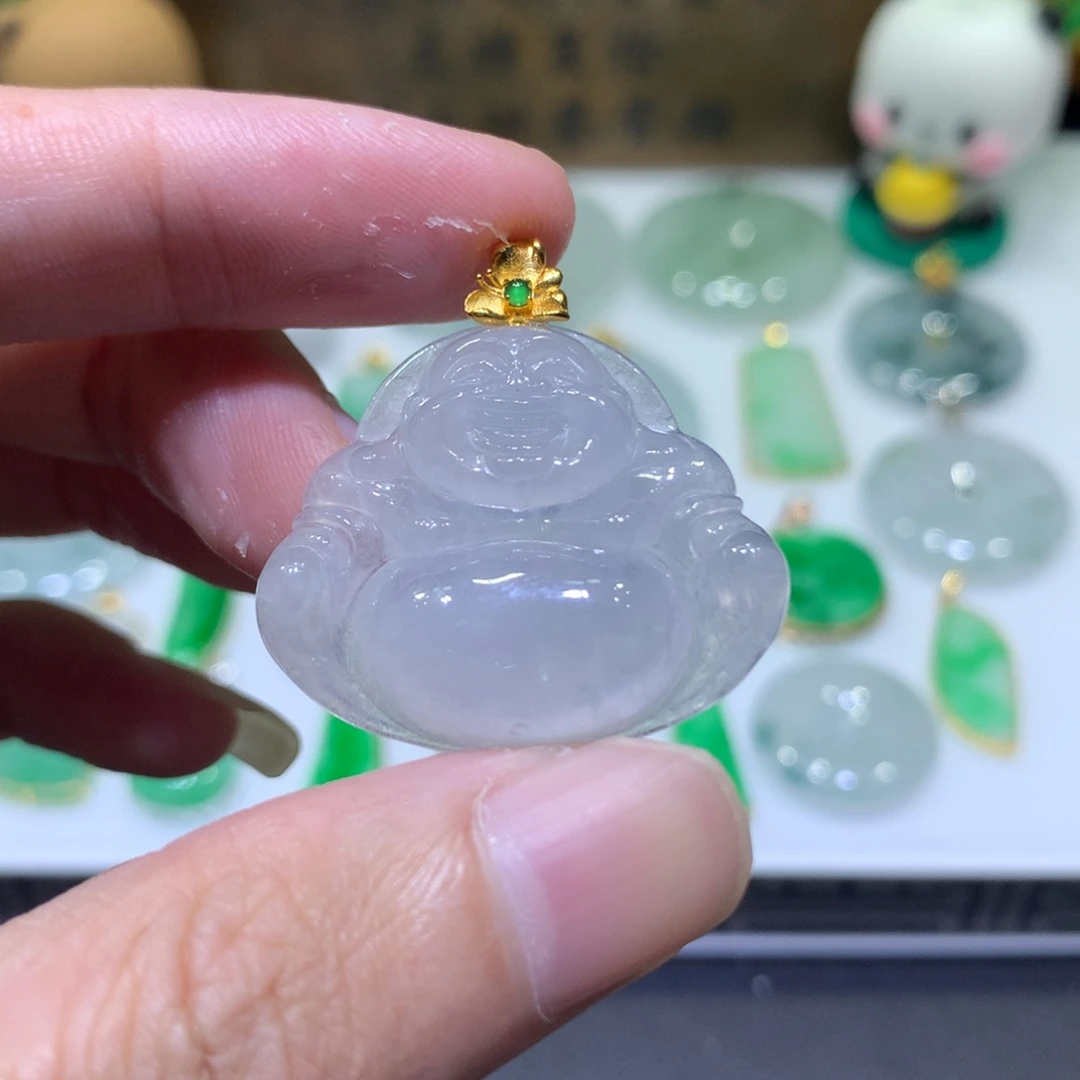 翡翠18K金镶嵌吊坠(不含链)