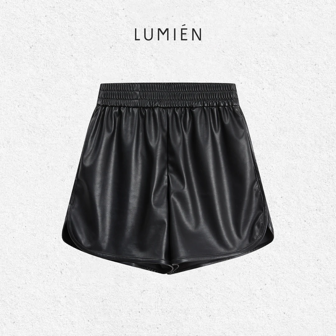 【LUMIEN 新品】“百搭万金油”高腰松紧直筒pu皮裤LX5GUU029