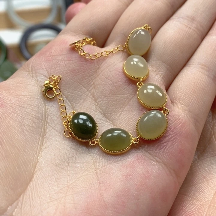 手链银S925镶嵌和田玉