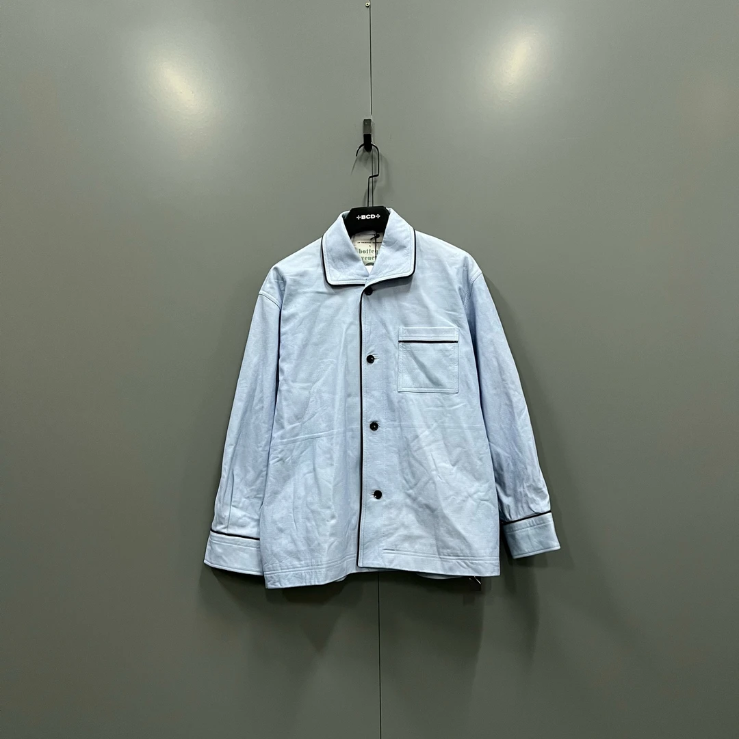 未使用 BOTTEGA VENETA/葆蝶家 yy  BV 蓝色口袋单排扣衬衫017332