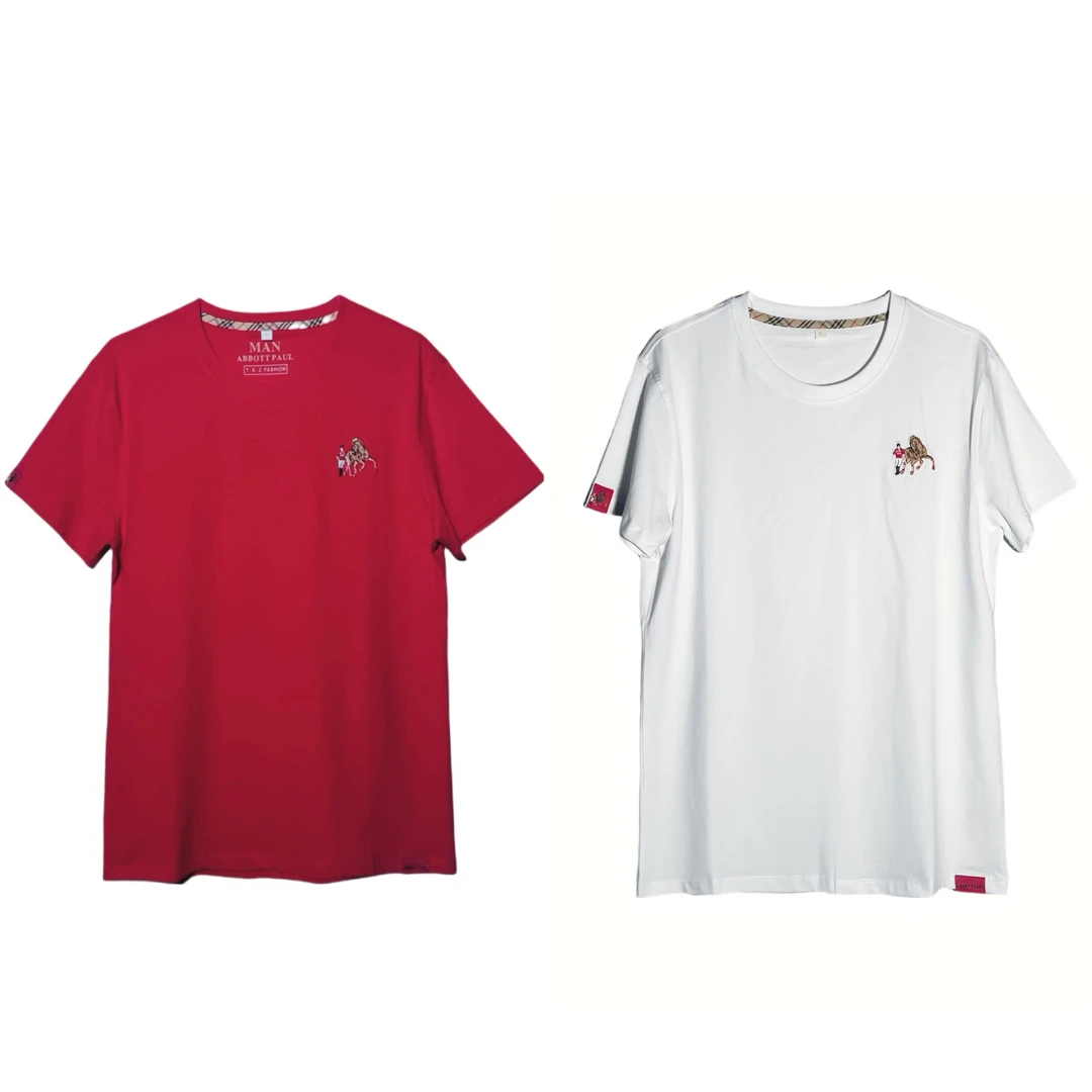 [YUAN PEI]圆领潮流棉T桖男款春夏短袖百搭经典刺绣T桖男士休闲